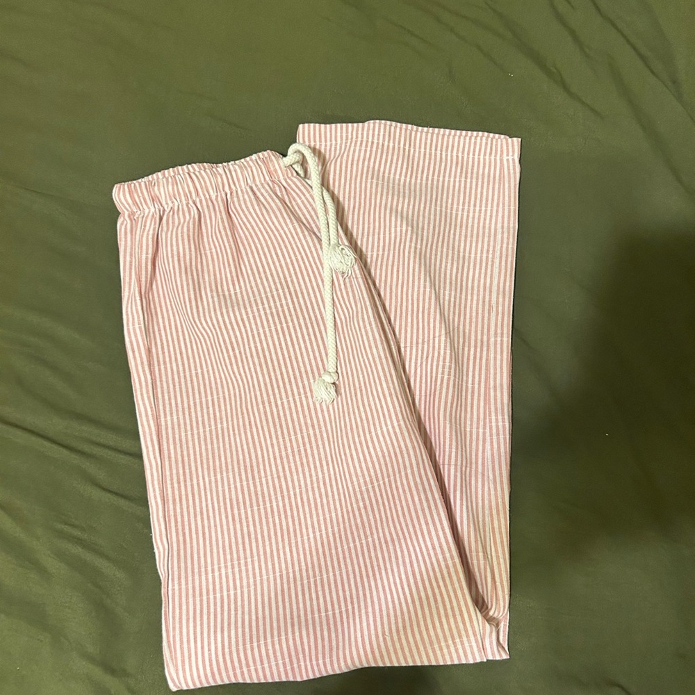 Pink Striped linen Bottoms